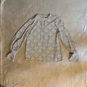 Worthington Cream Long Sleeve Mandarin Collar Blouse